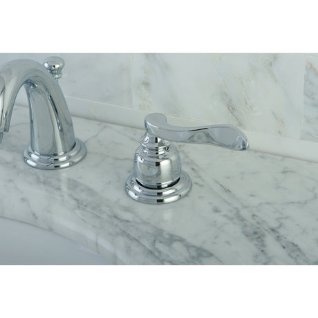 NuWave French KB8911NFL Two-Handle 3-Hole Deck Mount Widespread Bathroom Faucet with Plastic Pop-Up, Polished Chrome