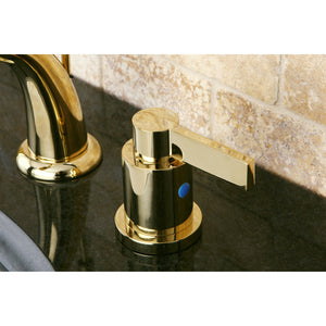 NuvoFusion KB8912NDL Two-Handle 3-Hole Deck Mount Widespread Bathroom Faucet with Plastic Pop-Up, Polished Brass