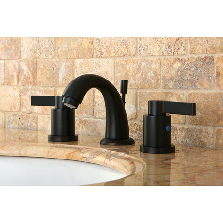 NuvoFusion KB8915NDL Two-Handle 3-Hole Deck Mount Widespread Bathroom Faucet with Plastic Pop-Up, Oil Rubbed Bronze