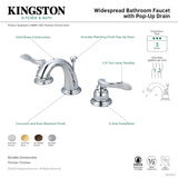 NuWave French KB8915NFL Two-Handle 3-Hole Deck Mount Widespread Bathroom Faucet with Plastic Pop-Up, Oil Rubbed Bronze