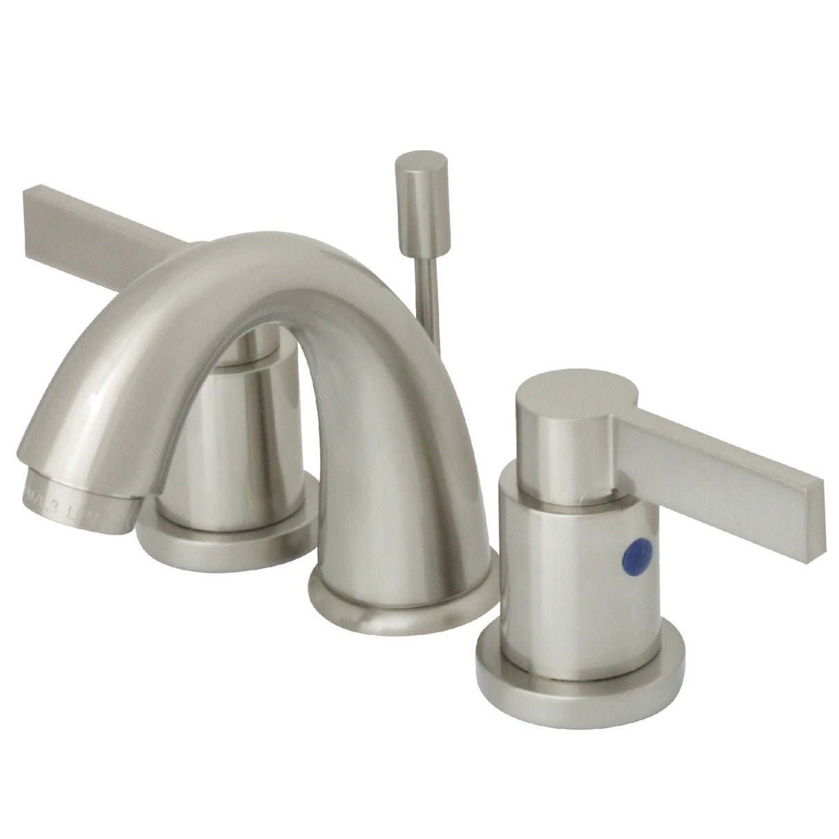 NuvoFusion KB8918NDL Two-Handle 3-Hole Deck Mount Widespread Bathroom Faucet with Plastic Pop-Up, Brushed Nickel
