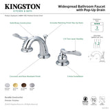 NuWave French KB8918NFL Two-Handle 3-Hole Deck Mount Widespread Bathroom Faucet with Plastic Pop-Up, Brushed Nickel