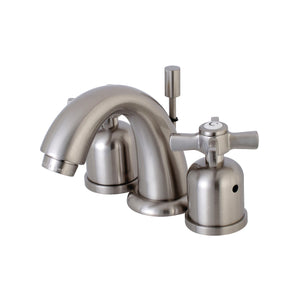 Millennium KB8918ZX Two-Handle 3-Hole Deck Mount Widespread Bathroom Faucet with Plastic Pop-Up, Brushed Nickel