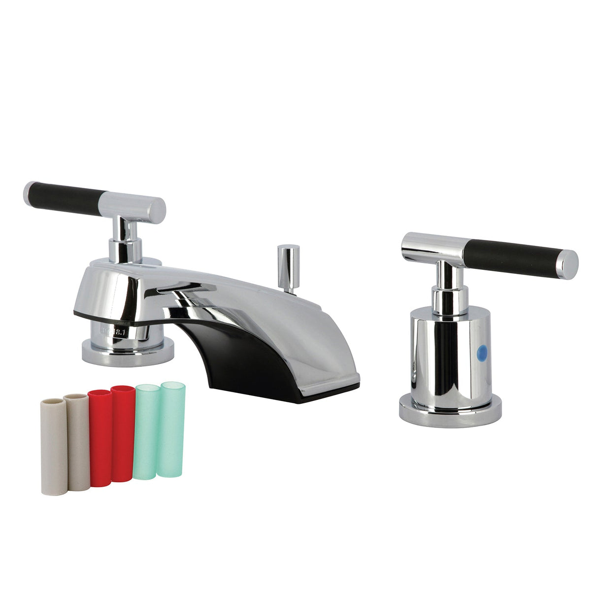 Kaiser KB8921CKL Two-Handle 3-Hole Deck Mount Widespread Bathroom Faucet with Plastic Pop-Up, Polished Chrome