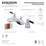Kaiser KB8921DKL Two-Handle 3-Hole Deck Mount Widespread Bathroom Faucet with Plastic Pop-Up, Polished Chrome