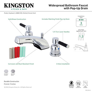 Kaiser KB8921DKL Two-Handle 3-Hole Deck Mount Widespread Bathroom Faucet with Plastic Pop-Up, Polished Chrome