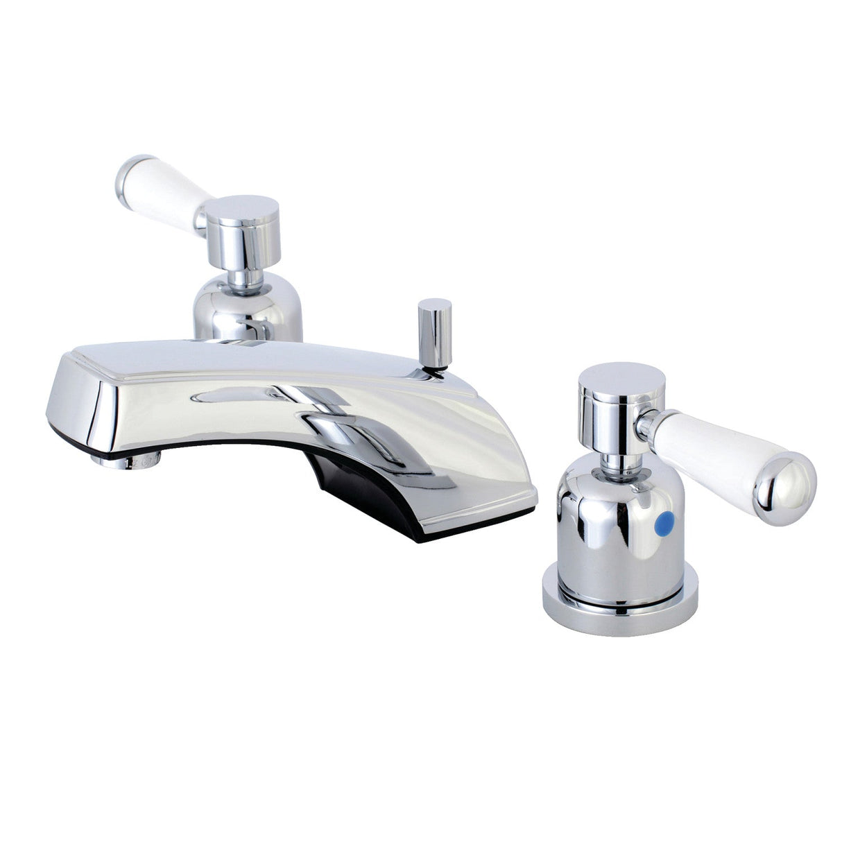Paris KB8921DPL Two-Handle 3-Hole Deck Mount Widespread Bathroom Faucet with Plastic Pop-Up, Polished Chrome