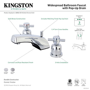 Concord KB8921DX Two-Handle 3-Hole Deck Mount Widespread Bathroom Faucet with Plastic Pop-Up, Polished Chrome