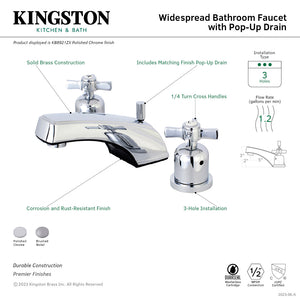 Millennium KB8921ZX Two-Handle 3-Hole Deck Mount Widespread Bathroom Faucet with Plastic Pop-Up, Polished Chrome