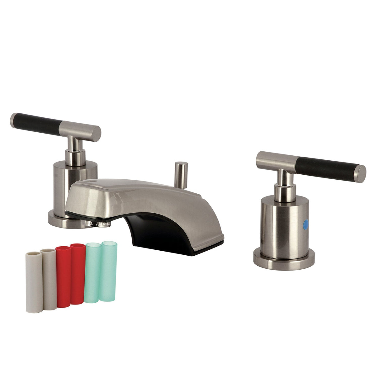 Kaiser KB8928CKL Two-Handle 3-Hole Deck Mount Widespread Bathroom Faucet with Plastic Pop-Up, Brushed Nickel