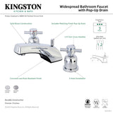 Concord KB8928DX Two-Handle 3-Hole Deck Mount Widespread Bathroom Faucet with Plastic Pop-Up, Brushed Nickel