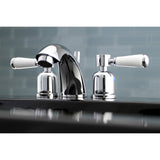Paris KB8951DPL Two-Handle 3-Hole Deck Mount Mini-Widespread Bathroom Faucet with Plastic Pop-Up, Polished Chrome