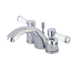 Paris KB8951DPL Two-Handle 3-Hole Deck Mount Mini-Widespread Bathroom Faucet with Plastic Pop-Up, Polished Chrome