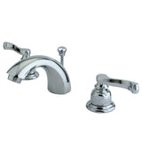 Royale KB8951FL Two-Handle 3-Hole Deck Mount Mini-Widespread Bathroom Faucet with Plastic Pop-Up, Polished Chrome