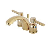 Concord KB8952DL Two-Handle 3-Hole Deck Mount Mini-Widespread Bathroom Faucet with Plastic Pop-Up, Polished Brass