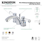 Paris KB8952DPL Two-Handle 3-Hole Deck Mount Mini-Widespread Bathroom Faucet with Plastic Pop-Up, Polished Brass