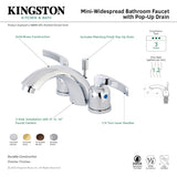Centurion KB8952EFL Two-Handle 3-Hole Deck Mount Mini-Widespread Bathroom Faucet with Plastic Pop-Up, Polished Brass