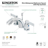 NuvoFusion KB8952NDL Two-Handle 3-Hole Deck Mount Mini-Widespread Bathroom Faucet with Plastic Pop-Up, Polished Brass