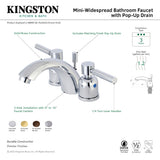 Concord KB8955DL Two-Handle 3-Hole Deck Mount Mini-Widespread Bathroom Faucet with Plastic Pop-Up, Oil Rubbed Bronze