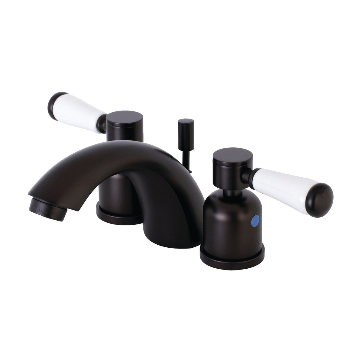 Paris KB8955DPL Two-Handle 3-Hole Deck Mount Mini-Widespread Bathroom Faucet with Plastic Pop-Up, Oil Rubbed Bronze