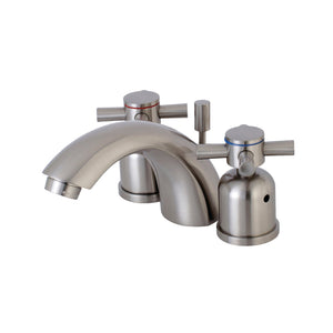 Concord KB8958DX Two-Handle 3-Hole Deck Mount Mini-Widespread Bathroom Faucet with Plastic Pop-Up, Brushed Nickel