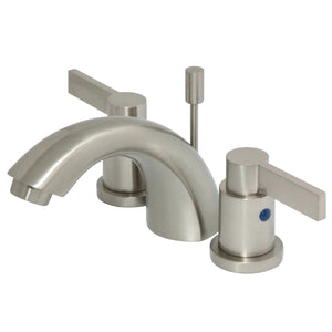 NuvoFusion KB8958NDL Two-Handle 3-Hole Deck Mount Mini-Widespread Bathroom Faucet with Plastic Pop-Up, Brushed Nickel