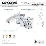 Millennium KB8958ZX Two-Handle 3-Hole Deck Mount Mini-Widespread Bathroom Faucet with Plastic Pop-Up, Brushed Nickel