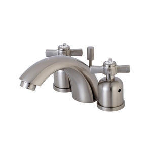 Millennium KB8958ZX Two-Handle 3-Hole Deck Mount Mini-Widespread Bathroom Faucet with Plastic Pop-Up, Brushed Nickel