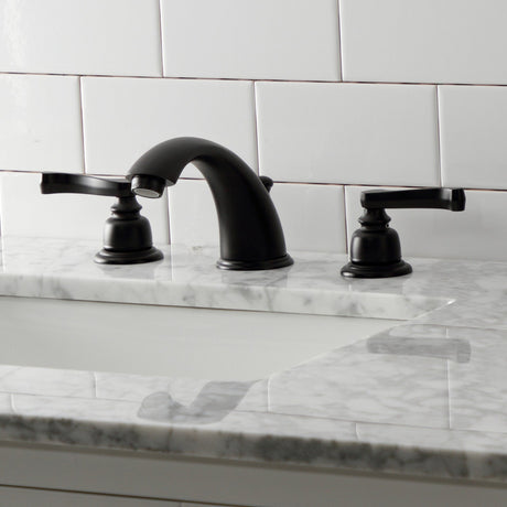 Royale KB8960FL Two-Handle 3-Hole Deck Mount Widespread Bathroom Faucet with Plastic Pop-Up, Matte Black