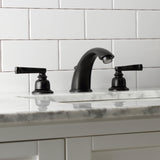 Royale KB8960FL Two-Handle 3-Hole Deck Mount Widespread Bathroom Faucet with Plastic Pop-Up, Matte Black