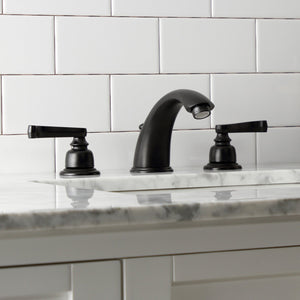 Royale KB8960FL Two-Handle 3-Hole Deck Mount Widespread Bathroom Faucet with Plastic Pop-Up, Matte Black