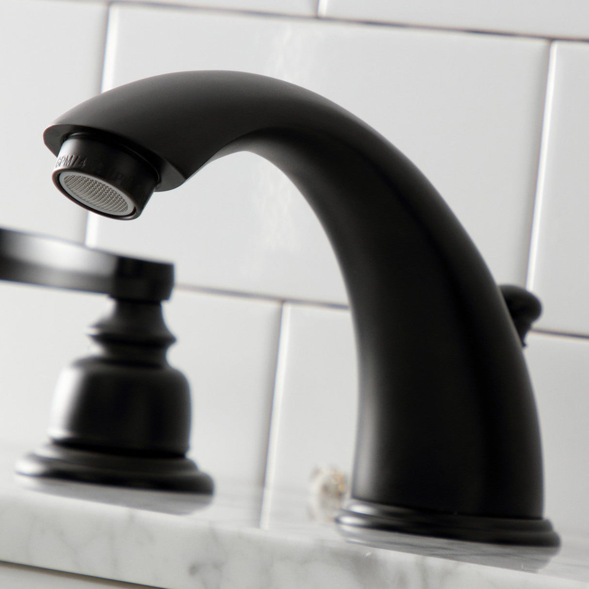 Royale KB8960FL Two-Handle 3-Hole Deck Mount Widespread Bathroom Faucet with Plastic Pop-Up, Matte Black