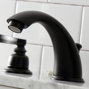 Royale KB8960FL Two-Handle 3-Hole Deck Mount Widespread Bathroom Faucet with Plastic Pop-Up, Matte Black
