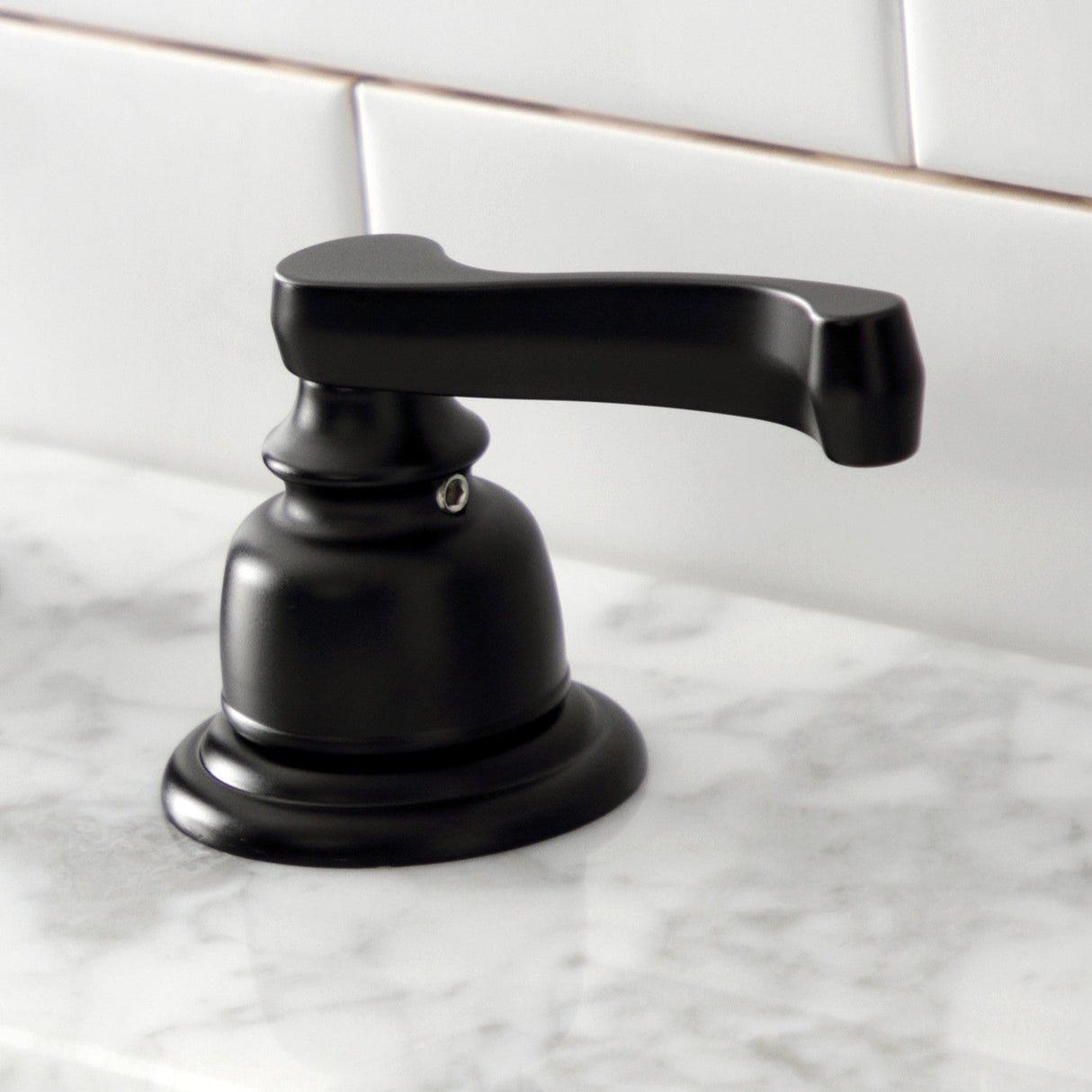 Royale KB8960FL Two-Handle 3-Hole Deck Mount Widespread Bathroom Faucet with Plastic Pop-Up, Matte Black