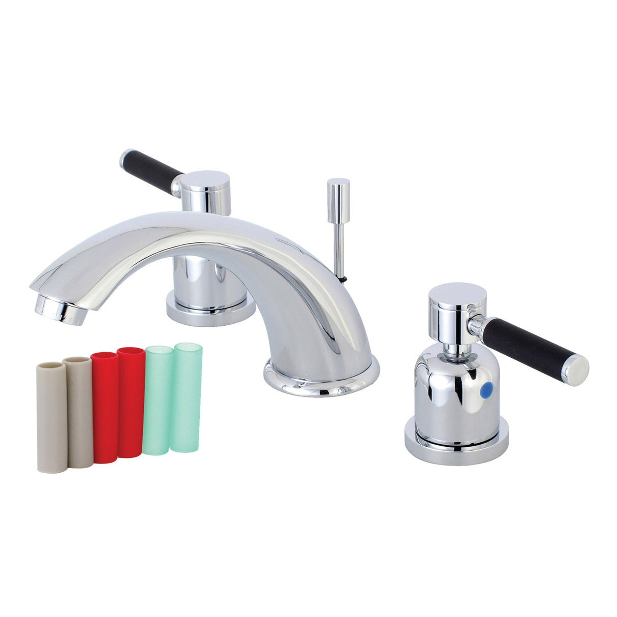 Kaiser KB8961DKL Two-Handle 3-Hole Deck Mount Widespread Bathroom Faucet with Plastic Pop-Up, Polished Chrome