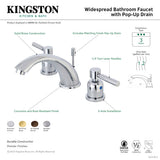Concord KB8961DL Two-Handle 3-Hole Deck Mount Widespread Bathroom Faucet with Plastic Pop-Up, Polished Chrome