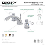 Paris KB8961DPL Two-Handle 3-Hole Deck Mount Widespread Bathroom Faucet with Plastic Pop-Up, Polished Chrome