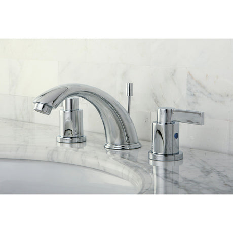 NuvoFusion KB8961NDL Two-Handle 3-Hole Deck Mount Widespread Bathroom Faucet with Plastic Pop-Up, Polished Chrome
