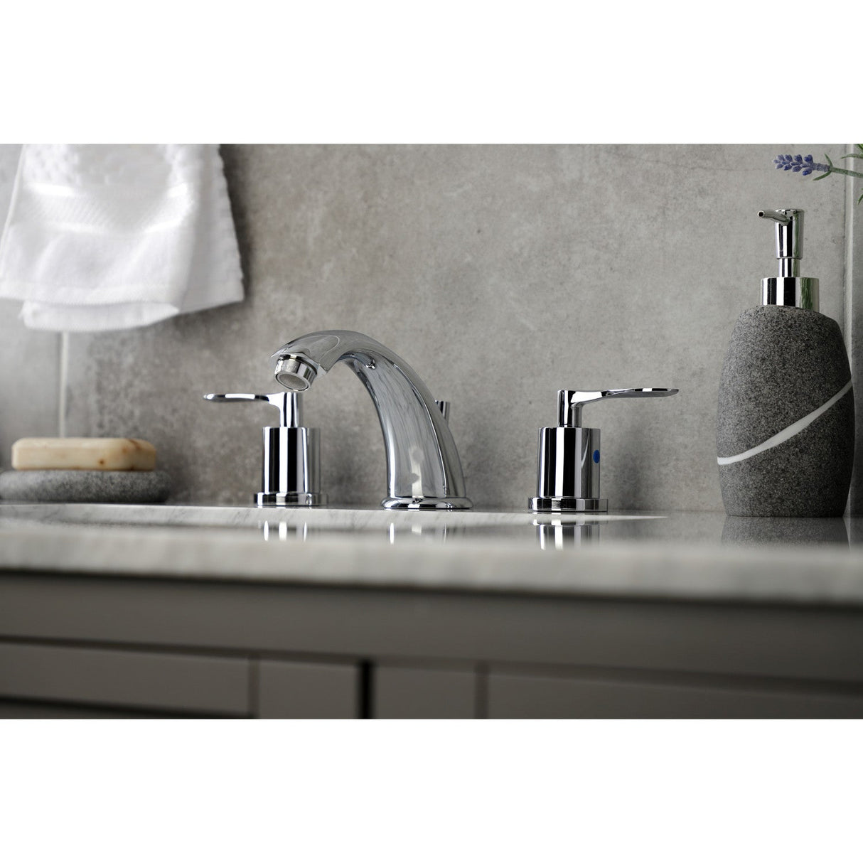 Serena KB8961SVL Two-Handle 3-Hole Deck Mount Widespread Bathroom Faucet with Pop-Up Drain, Polished Chrome