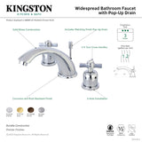 Millennium KB8961ZX Two-Handle 3-Hole Deck Mount Widespread Bathroom Faucet with Plastic Pop-Up, Polished Chrome