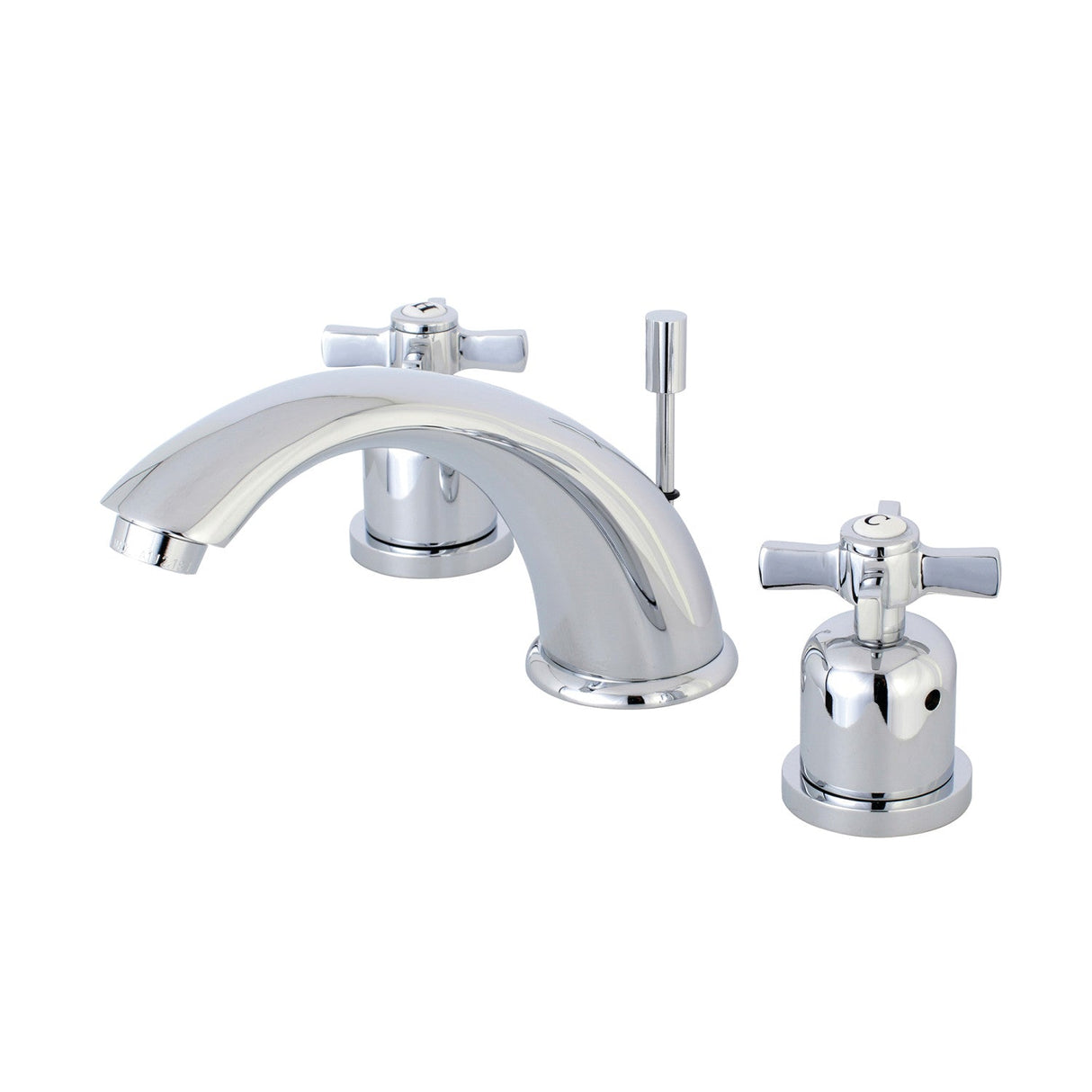 Millennium KB8961ZX Two-Handle 3-Hole Deck Mount Widespread Bathroom Faucet with Plastic Pop-Up, Polished Chrome