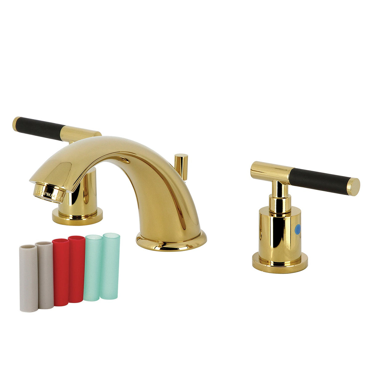 Kaiser KB8962CKL Two-Handle 3-Hole Deck Mount Widespread Bathroom Faucet with Pop-Up Drain, Polished Brass