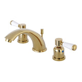 Paris KB8962DPL Two-Handle 3-Hole Deck Mount Widespread Bathroom Faucet with Plastic Pop-Up, Polished Brass