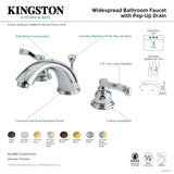 Royale KB8962FL Two-Handle 3-Hole Deck Mount Widespread Bathroom Faucet with Plastic Pop-Up, Polished Brass