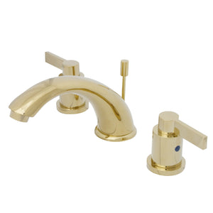 NuvoFusion KB8962NDL Two-Handle 3-Hole Deck Mount Widespread Bathroom Faucet with Plastic Pop-Up, Polished Brass
