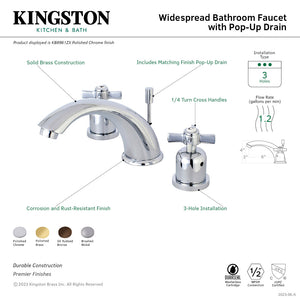 Millennium KB8965ZX Two-Handle 3-Hole Deck Mount Widespread Bathroom Faucet with Plastic Pop-Up, Oil Rubbed Bronze