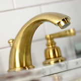 Royale KB8967FL Two-Handle 3-Hole Deck Mount Widespread Bathroom Faucet with Plastic Pop-Up, Brushed Brass