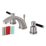 Kaiser KB8968DKL Two-Handle 3-Hole Deck Mount Widespread Bathroom Faucet with Plastic Pop-Up, Brushed Nickel