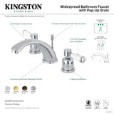 Paris KB8968DPL Two-Handle 3-Hole Deck Mount Widespread Bathroom Faucet with Plastic Pop-Up, Brushed Nickel