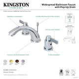 NuvoFusion KB8968NDL Two-Handle 3-Hole Deck Mount Widespread Bathroom Faucet with Plastic Pop-Up, Brushed Nickel